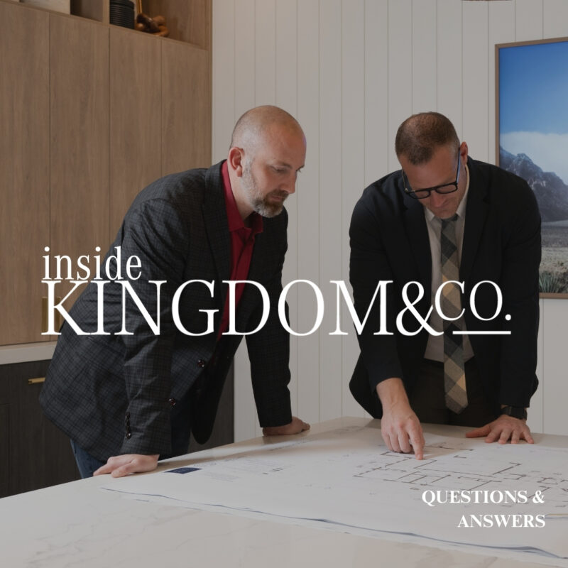 Inside Kingdom and Co. podcast Q&A January 2026 with hosts reviewing blueprints in modern office
