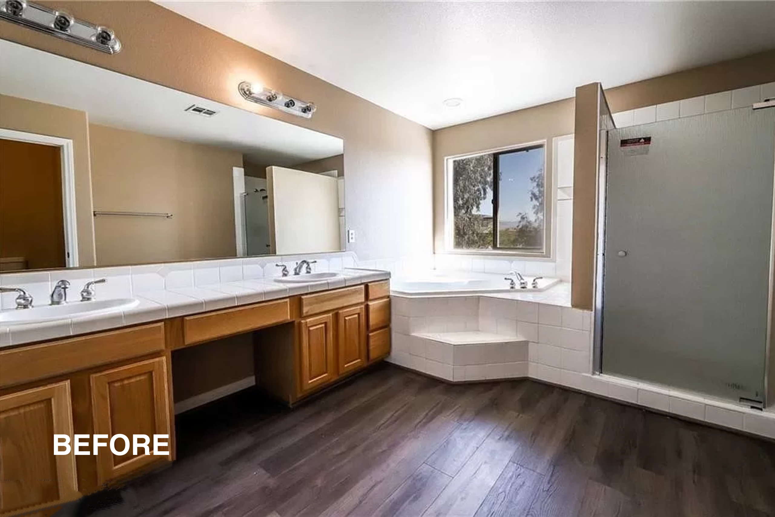 la-ferme-bathroom-shower-before.png Centennial Hills bathroom before remodel, La Ferme. Shower Space